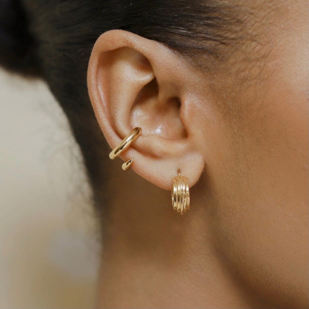 Missoma x Lucy Williams Gold Mini Ridge Hoops